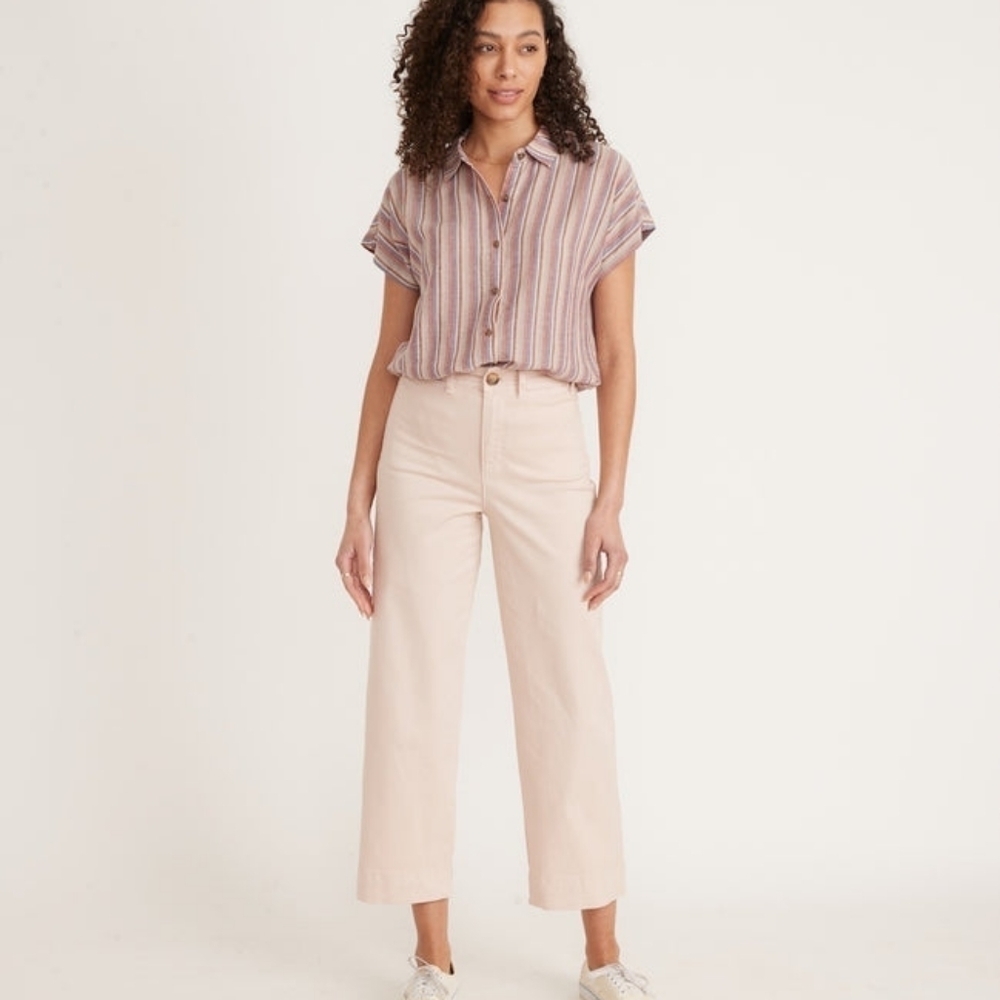Marine Layer Light Pink Wide-Leg Cropped Pants